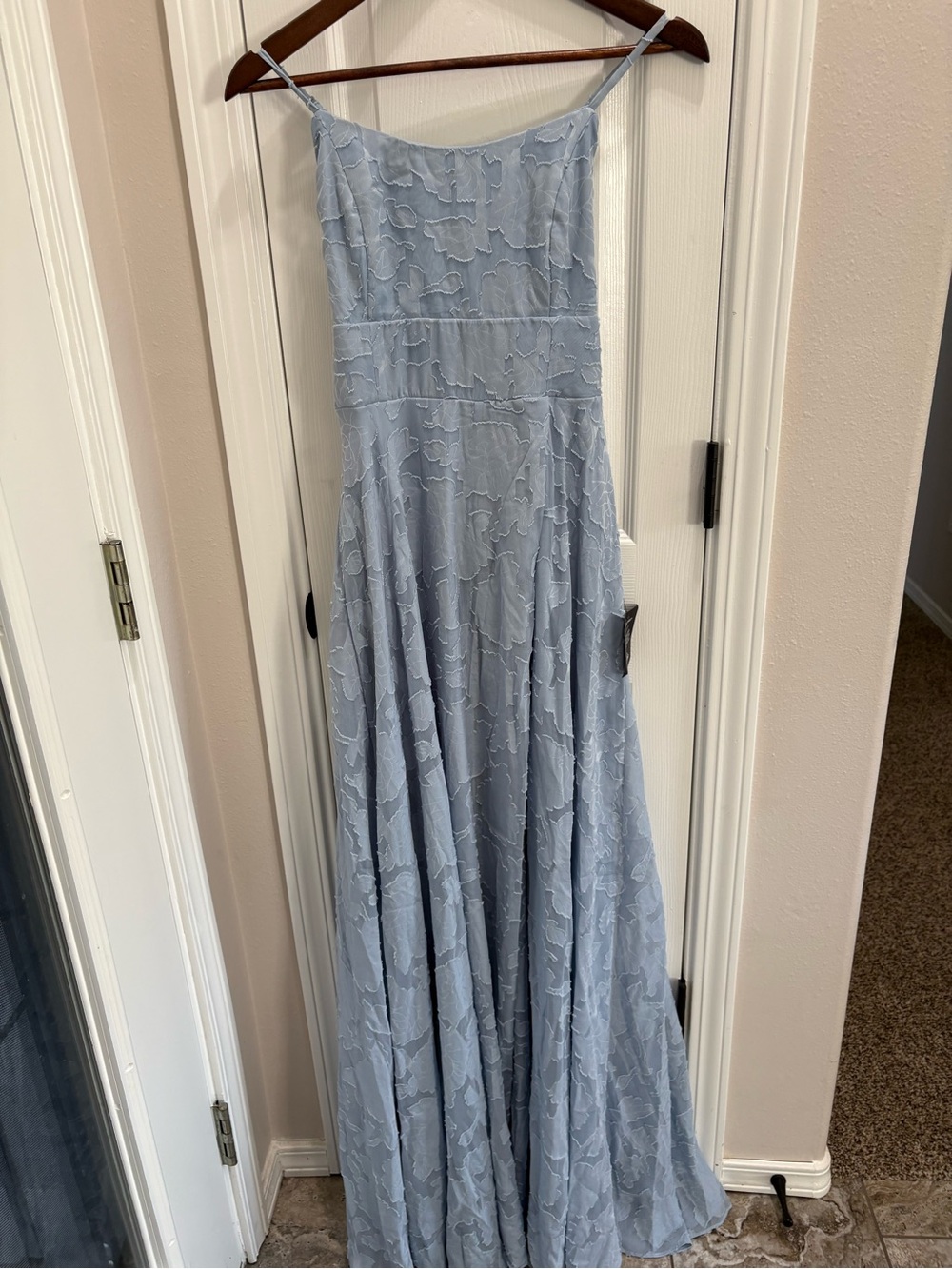 Let There Be Romance Slate Blue Burnout Floral Maxi Dress